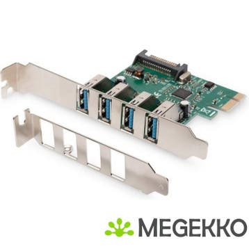 Digitus DS-30221-1 4-port USB 3.0 PCI Express Add-on kaart, Verzenden, Nieuw, Digitus