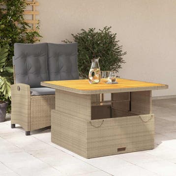 vidaXL 2-delige Tuinset met kussens poly rattan beige, Verzenden, Nieuw, Tuinset