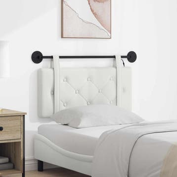 vidaXL Hangend hoofdbord Met LED-verlichting Wit Kunstleer, Verzenden, Nieuw, Wit, Overige materialen