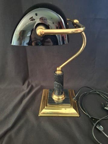 Bankierslamp - Marmer, Metaal, Messing