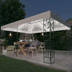 vidaXL Prieel met dubbel dak en LED-lichtslinger 3x4 m wit, Tuin en Terras, Verzenden, Nieuw