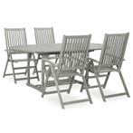 vidaXL 5-delige tuinset (150-200)x100cm massief acaciahout, Tuin en Terras, Tuinsets en Loungesets, 4 zitplaatsen, Nieuw, Tuinset