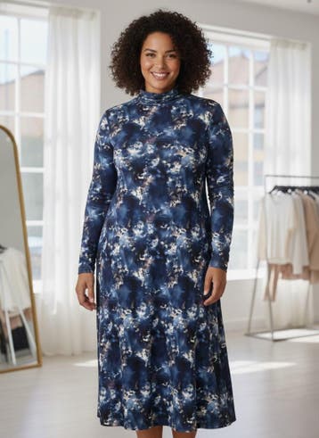 YESTA jurk tricot print lang Maat:, Verzenden, Nieuw, Overige kleuren