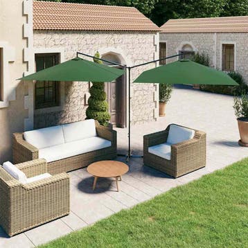 vidaXL Parasol dubbel met stalen paal 600x300 cm groen, Verzenden, Nieuw, 2 tot 3 meter