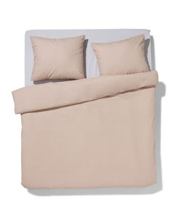 HEMA Dekbedovertrek 240x200/220cm zacht katoen taupe, Verzenden, Nieuw