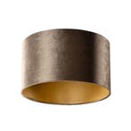 Velours lampenkap bruin met gouden binnenkant 35/35/20, Bruin, Verzenden, Rond, Nieuw
