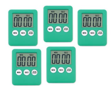 Set van 5 digitale timers, kookwekkers, alarmklokken groen, Ophalen of Verzenden, Nieuw