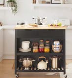 Wit Keukeneiland op Wielen met Lades en Planken – 94 cm, Verzenden, Nieuw