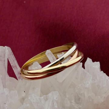 Tricolor gouden trinity ring, Sieraden, Tassen en Uiterlijk, Ringen, 18 tot 19, Gebruikt, Ophalen of Verzenden, Dame