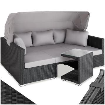 Rotanlounge met aluminium frame San Marino - zwart, Verzenden, Nieuw