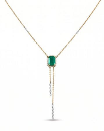 Halsketting - 14 karaat Geel goud - 2.33ct. tw. Smaragd -, Nieuw