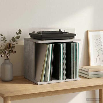 vidaXL Vinyl Platenspeler Opslag Betongrijs 42 x 33 x 36 cm, Verzenden, Nieuw
