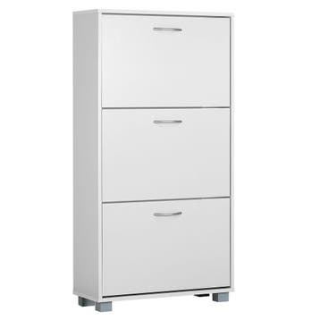 Schoenenkast 3 Kleppen 115x60x24cm Wit (Meubelen, Interieur), Verzenden