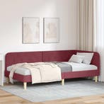 vidaXL Hoekbedframe Wijnrood 90 x 190 cm Stof, Verzenden, Nieuw, Rood, Stof