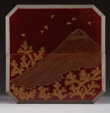 Gelakte doos met Mount Fuji - Gelakt hout - Komazawa Shunsai, Antiek en Kunst