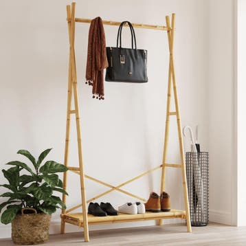 vidaXL Kledingrek met schap 102x50x190 cm bamboe, Verzenden, Nieuw
