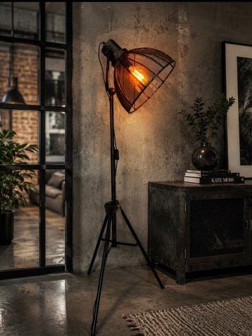 Staande lamp - Industriële metaalkleurige verstelbare