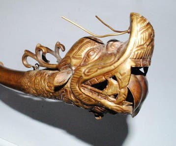 Tempeltrumpet, draakentrompet, koper versierd, 52 cm, Tibet, Antiek en Kunst, Kunst | Niet-Westerse kunst