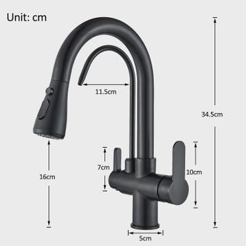 Mat Zwarte Keukenmengkraan met Uittrekbare Sproeikop & Water, Verzenden, Nieuw