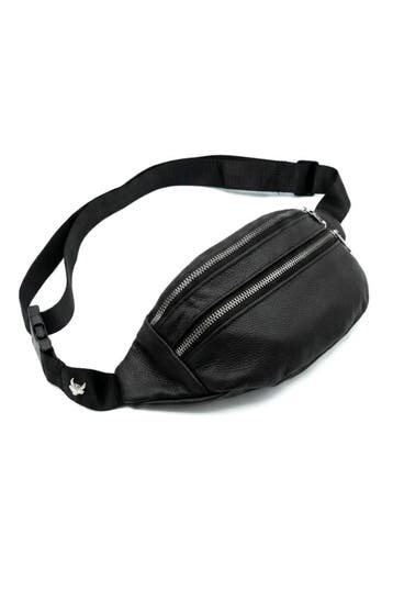 KIMU® Heuptas Zwart Twee Ritsen Echt Leer Fanny Pack met Voo, Sieraden, Tassen en Uiterlijk, Tassen | Damestassen, Ophalen of Verzenden