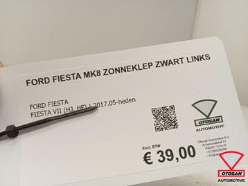 Ford Fiesta MK8 2017+ Zonneklep Hemel Zwart Links Origineel!, Auto-onderdelen, Ophalen, Gebruikt, Ford