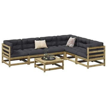 vidaXL 7-delige Loungeset geïmpregneerd grenenhout, Verzenden, Nieuw, Loungeset