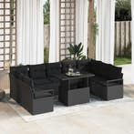 vidaXL Tuin Sofa Set met opslag 10 pcs Zwart Poly riet, Verzenden, Nieuw, Rotan, Meer dan 8 zitplaatsen