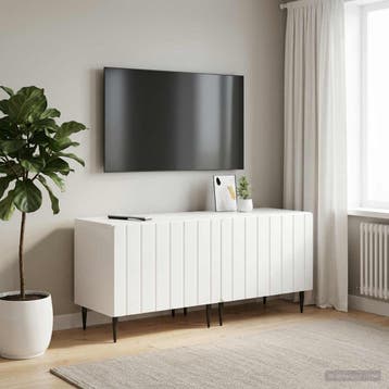 vidaXL Tv-meubel Hoogglans Wit Bewerkt hout, Huis en Inrichting, Minder dan 50 cm, Verzenden, Nieuw, Minder dan 100 cm