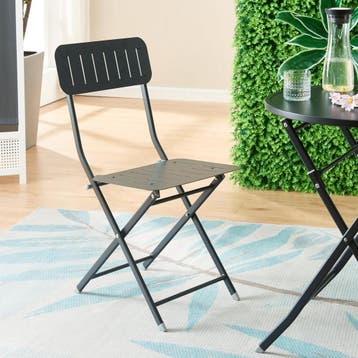 Klapstoel Sande set van 2 tuinstoelen 84,5x42x50 cm zwart [e, Tuin en Terras, Verzenden, Nieuw