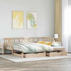 vidaXL Slaapbank met onderschuifbed en lades zonder matras, Huis en Inrichting, Slaapkamer | Bedden, Eenpersoons, Bruin, Verzenden