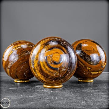 Exclusieve tijgeroog-bolset – Drie glinsterende