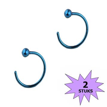 Fako Bijoux - Neuspiercing - Open Ring Bal - 8mm - Blauw - 2, Sieraden, Tassen en Uiterlijk, Verzenden, Nieuw