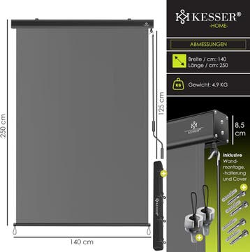 Klemluifel - Balkon luifel - Verticale luifel - 140x250 cm -, Verzenden, Zo goed als nieuw