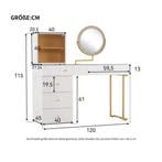 Witte Kaptafel met LED Spiegel, Glazen Blad en 5 Lades, Verzenden, Nieuw