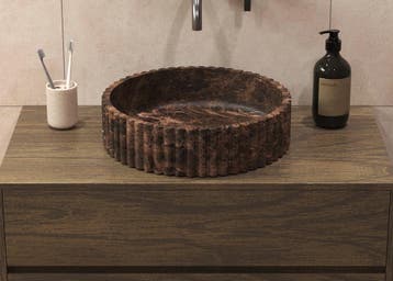 Salenzi Emperador Bruin Waskom 40x40x10cm Geribbeld, Ophalen of Verzenden, Nieuw, Overige typen