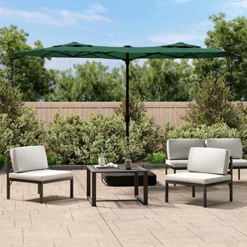 vidaXL Parasol dubbel met LEDs 316x145 cm groen, Verzenden, Nieuw, 3 tot 4 meter