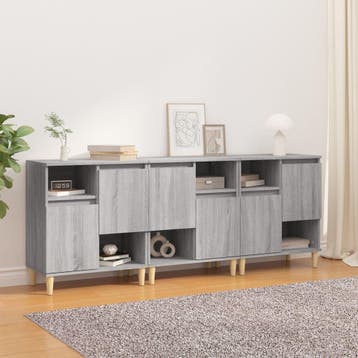 vidaXL Dressoirs 3 st 60x35x70 cm bewerkt hout grijs sonoma, Huis en Inrichting, Verzenden, Nieuw, Overige houtsoorten, Minder dan 50 cm