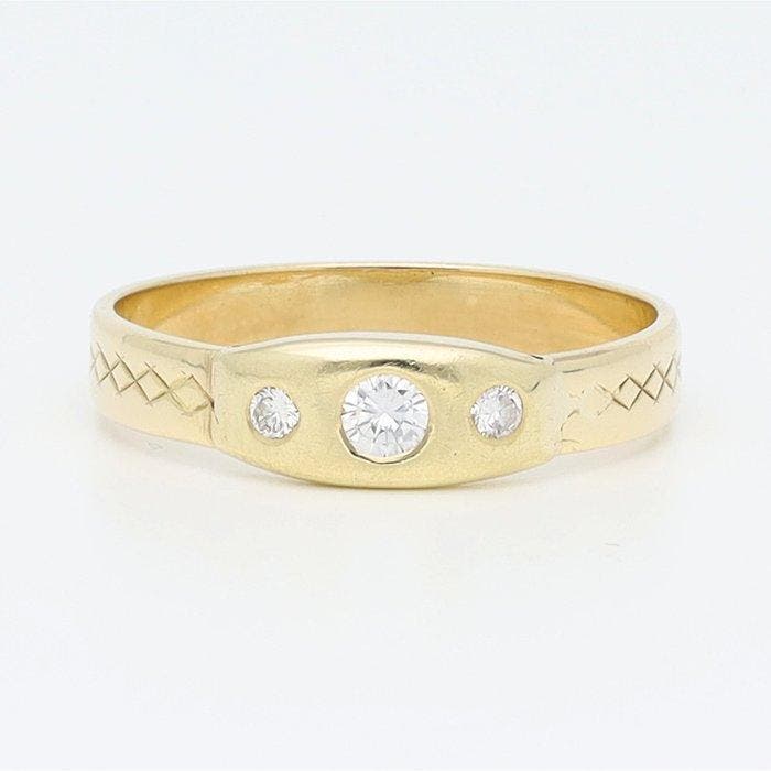 Ring - 14 karaat Geel goud Diamant (Natuurlijk), Sieraden, Tassen en Uiterlijk, Ringen