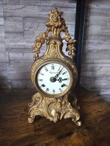Klok - Franz Hermle & Sons - Messing, Glas, Staal -