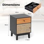 LIVSK Rotan Nachtkastje - Bohemian Bijzettafel met Schuiflad, Verzenden, Nieuw