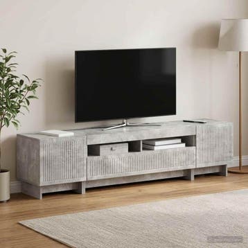 vidaXL 5-delige LED TV-kast Betongrijs Bewerkt hout, Minder dan 50 cm, Verzenden, Nieuw, Minder dan 100 cm
