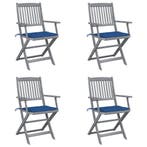 vidaXL Tuinstoelen 4 st inklapbaar met kussens massief, Verzenden, Nieuw, Hout