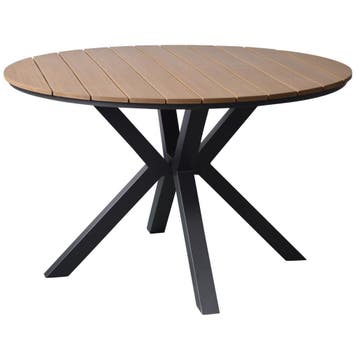Quincy dining tuintafel aluminium 120xH75 cm rond teak blad, Ophalen of Verzenden, Nieuw