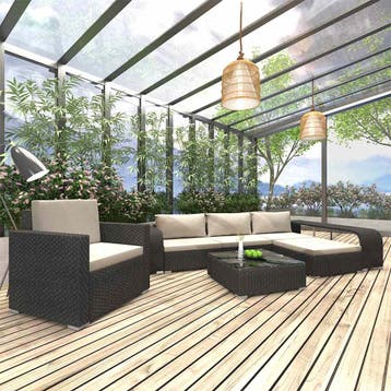 vidaXL 8-delige Loungeset met kussens poly rattan zwart, Verzenden, Nieuw, 8 zitplaatsen, Loungeset