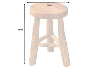 Massief houten kruk BALI 45cm natuurlijk rond teakhouten, Ophalen of Verzenden, Nieuw
