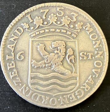 Nederland, Zeeland Scheepjesschelling of 6 Stuivers 1753,, Postzegels en Munten, Munten | Nederland