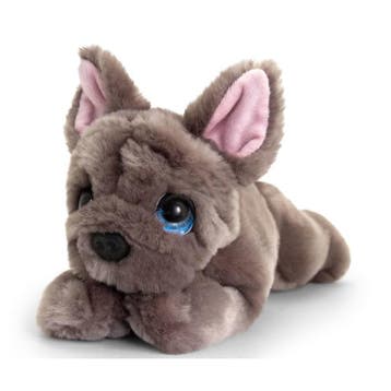 Keel Toys Franse bulldog knuffel - pluche - grijs - 25 cm, Verzenden, Nieuw