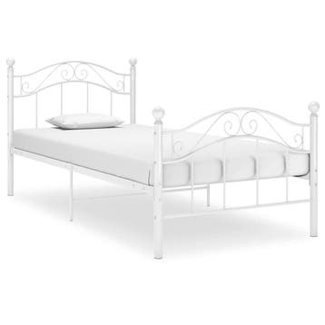 Metalen bedframe 100x200cm wit - Retourdeal 41% korting, Huis en Inrichting, 100 cm, Eenpersoons, Wit, Ophalen of Verzenden