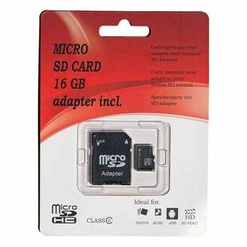 Micro SD Card 16GB inclusief adapter met garantie, Ophalen of Verzenden, Gebruikt