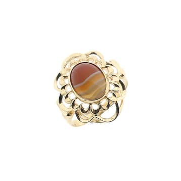 Vintage gouden ring met bandagaat, Gebruikt, Ophalen of Verzenden, Kleiner dan 17, Met edelsteen